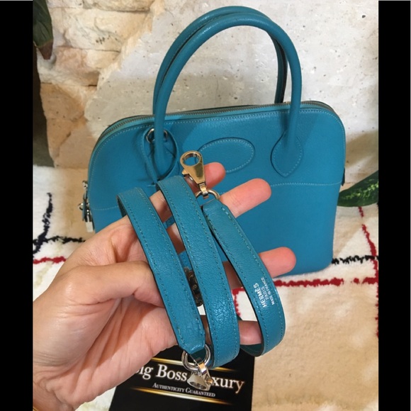 ❌SOLD❌Authentic Hermes Chevre Mysore Bolide31 Turquoise - Picture 3 of 12